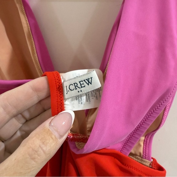 JCREW FACTORY plunge v-neck two toned one piece swimsuit - Picture 5 of 9